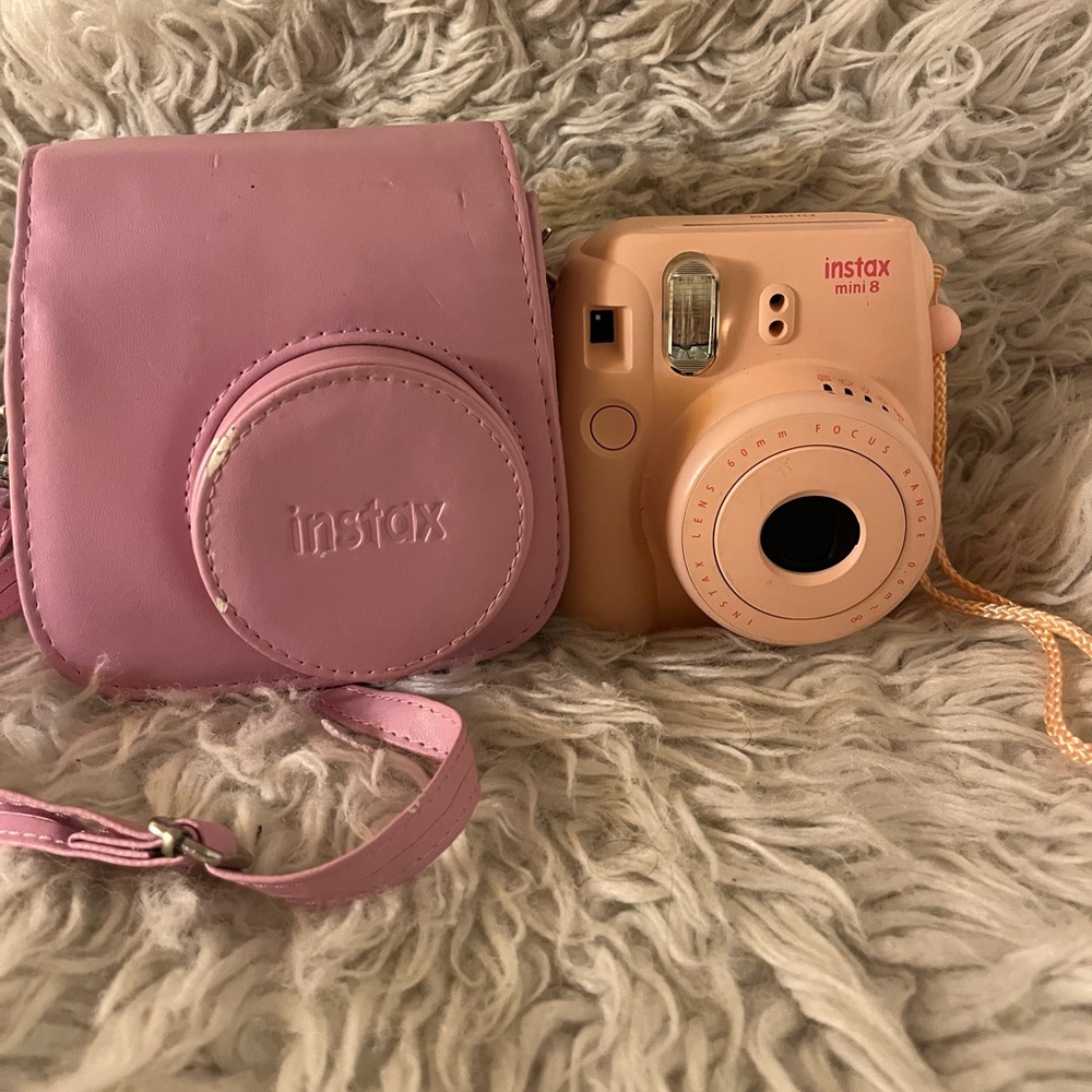 Pink instax mini 8 polaroid camera. With Case.